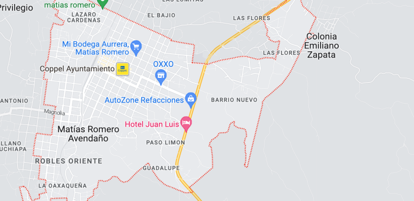 Mapa de Matías Romero, Oaxaca.